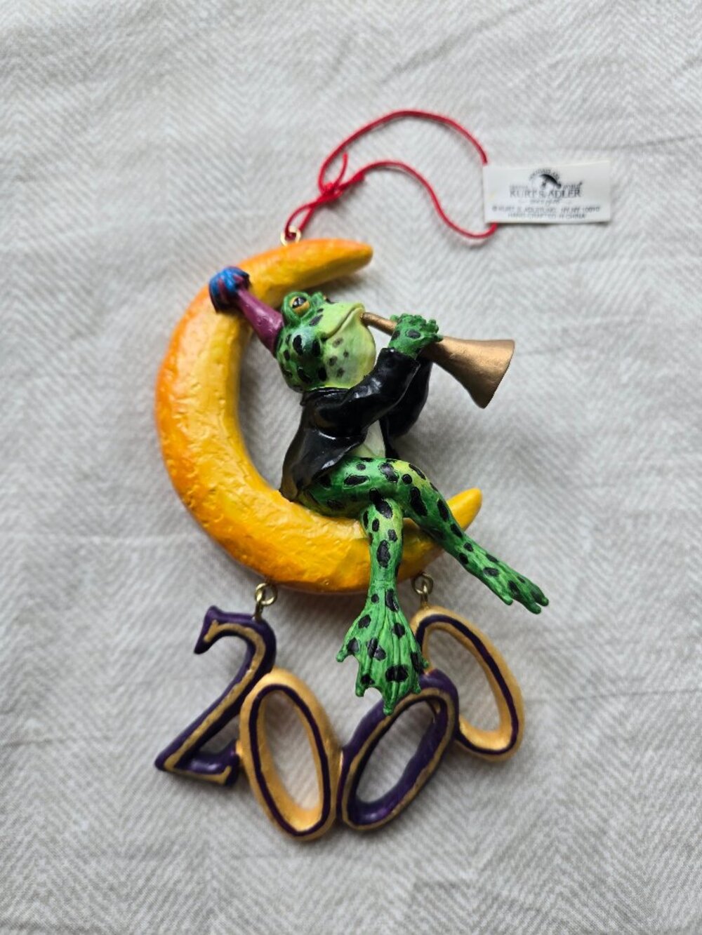 Vintage Kurt Adler Frog Y2K New Year Celebration Ornament